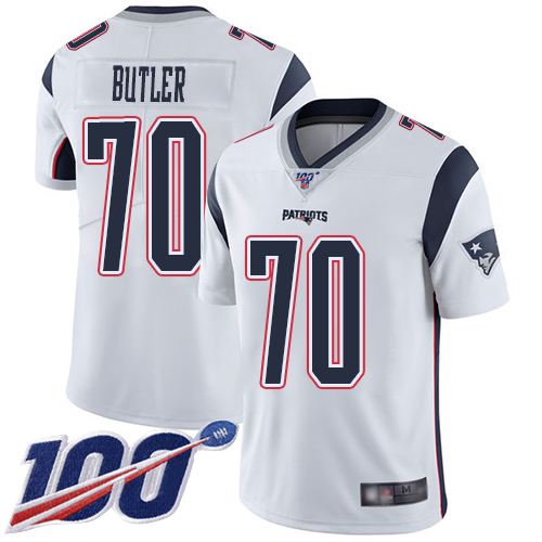 New England Patriots Football #70 Vapor Untouchable 100th Season Limited White Men Adam Butler Road NFL Jersey->new england patriots->NFL Jersey
